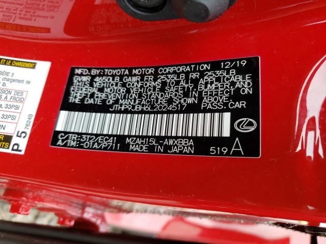 2020 LEXUS UX 250H JTHP9JBH6L2024517