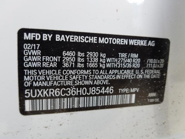 5UXKR6C36H0J85446 2017 BMW X5, photo no. 10
