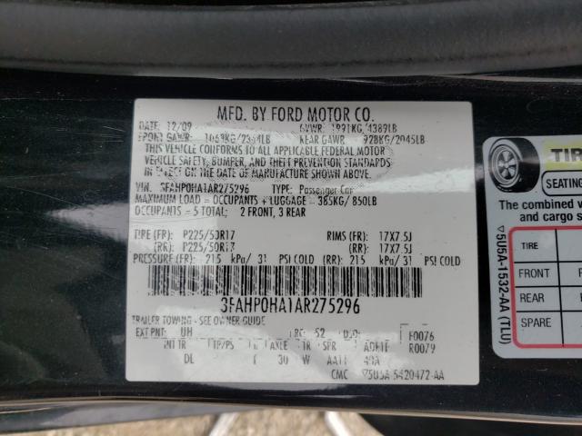 2010 FORD FUSION 3FAHP0HA1AR275296