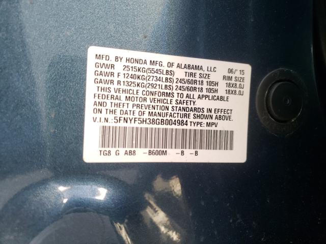 2016 HONDA PILOT EX 5FNYF5H38GB004984