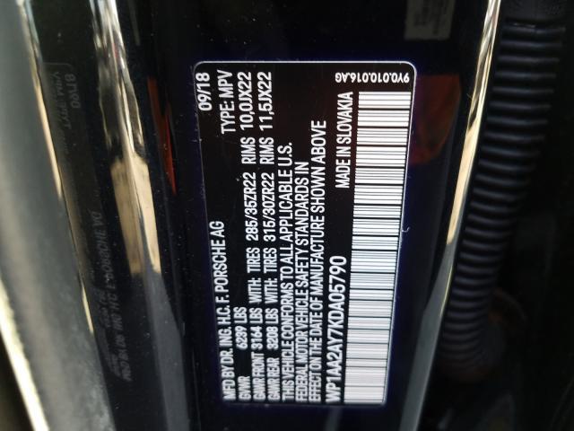 2019 PORSCHE CAYENNE WP1AA2AY7KDA05790