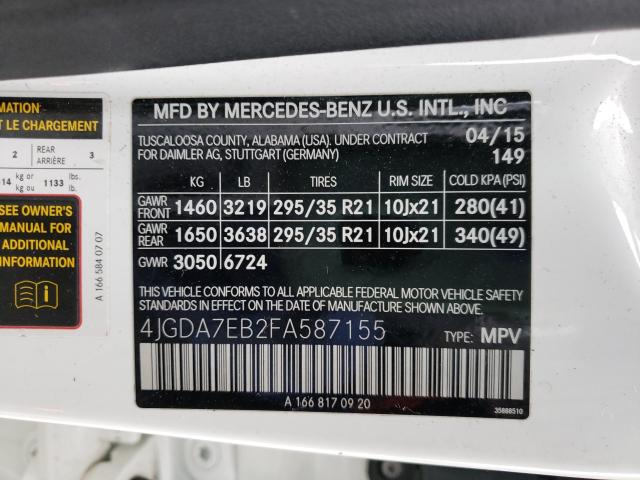 2015 MERCEDES-BENZ ML 63 AMG 4JGDA7EB2FA587155