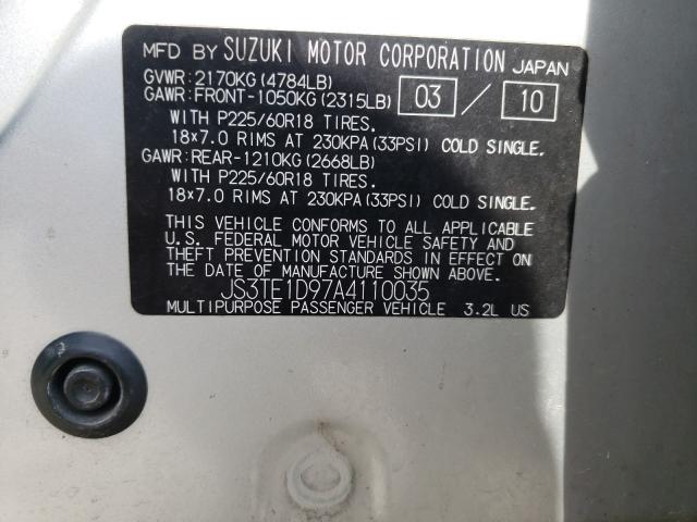 2010 SUZUKI GRAND VITA JS3TE1D97A4110035