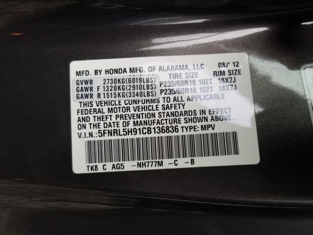 2012 HONDA ODYSSEY TO 5FNRL5H91CB136836
