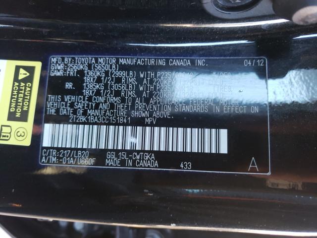 2012 LEXUS RX 350 2T2BK1BA3CC151841
