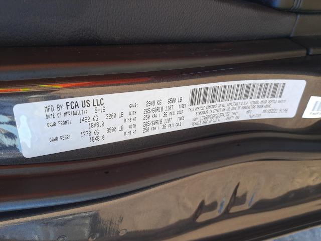2016 DODGE DURANGO LI 1C4RDHDGXGC374173