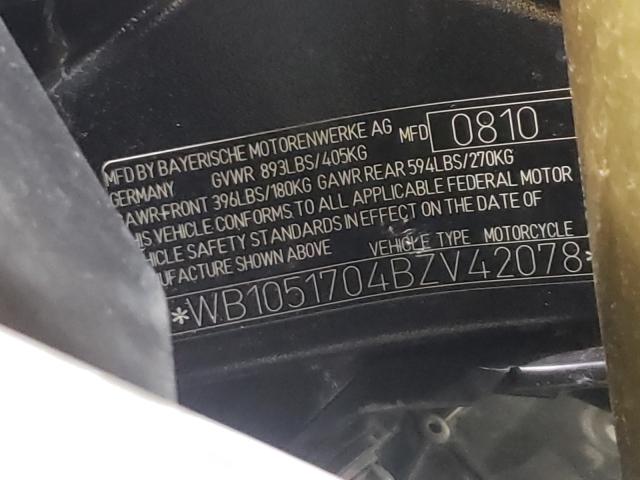 2011 BMW S1000 RR WB1051704BZV42078