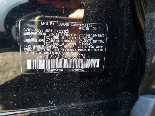 2019 SUBARU FORESTER JF2SKACCXKH550374