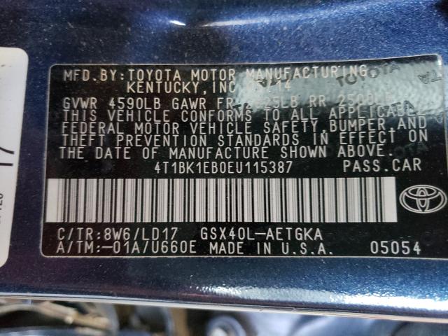2014 TOYOTA AVALON BAS 4T1BK1EB0EU115387