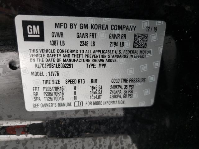 2020 CHEVROLET TRAX 1LT KL7CJPSB1LB092291