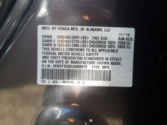 2020 HONDA PASSPORT E 5FNYF7H52LB000615