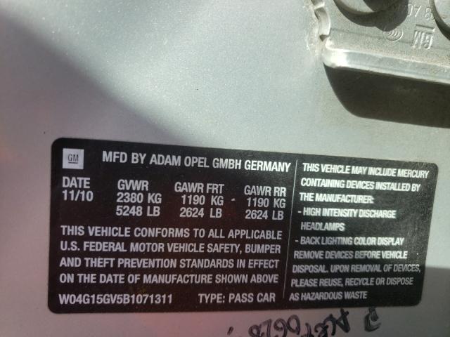 2011 BUICK REGAL W04G15GV5B1071311