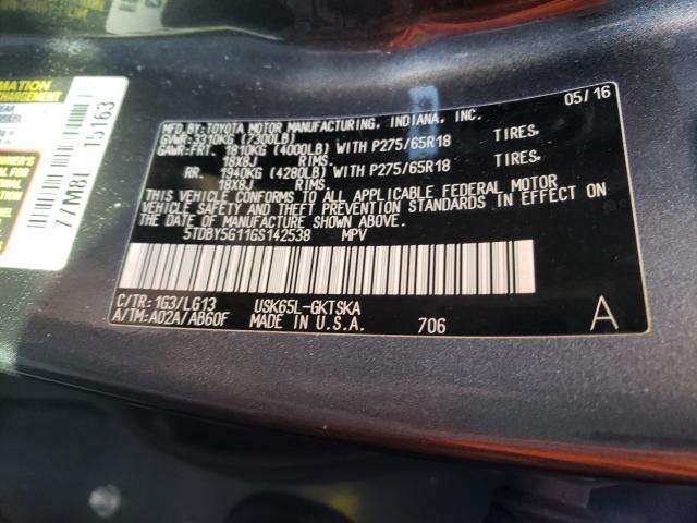 2016 TOYOTA SEQUOIA SR 5TDBY5G11GS142538