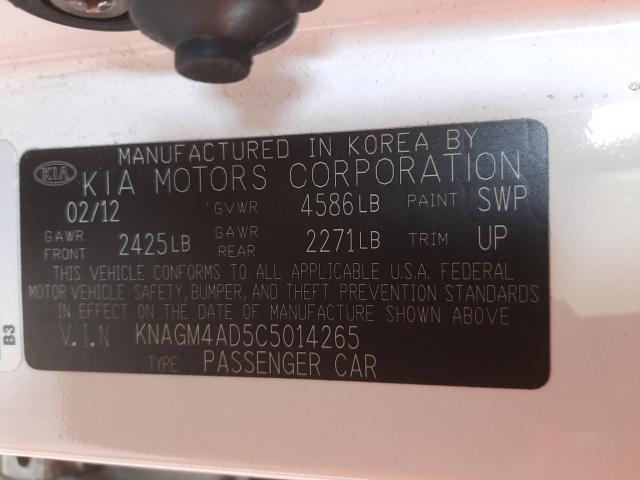 2012 KIA OPTIMA HYB KNAGM4AD5C5014265