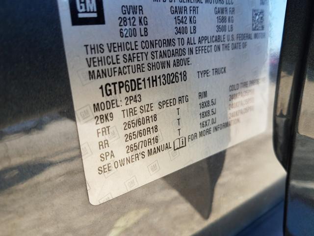 2017 GMC CANYON SLT 1GTP6DE11H1302618