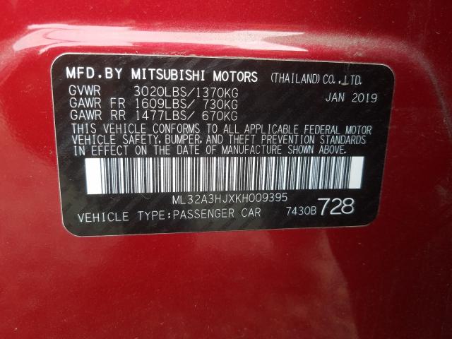 2019 MITSUBISHI MIRAGE ES ML32A3HJXKH009395
