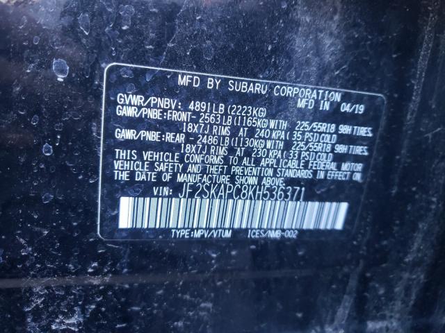 2019 SUBARU FORESTER S JF2SKAPC8KH536371
