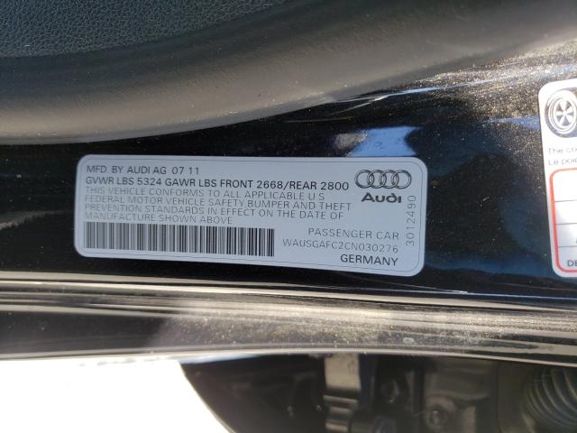 2012 AUDI A7 PRESTIG WAUSGAFC2CN030276