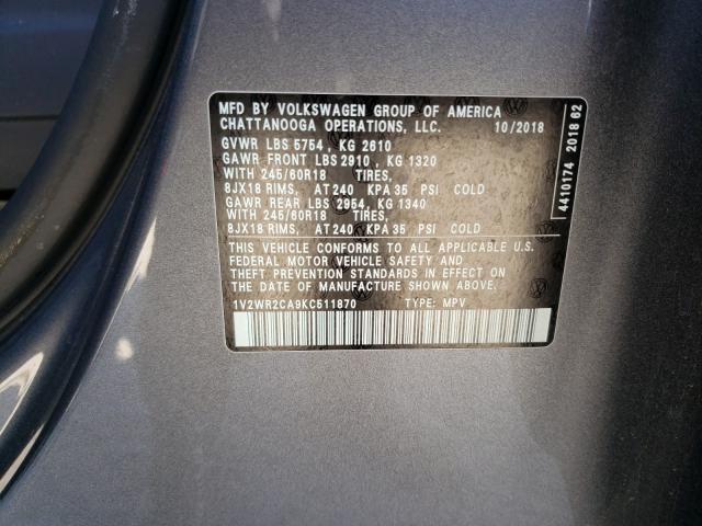 2019 VOLKSWAGEN ATLAS SE 1V2WR2CA9KC511870