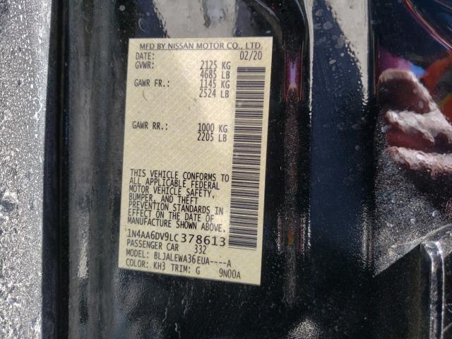 2020 NISSAN MAXIMA SL 1N4AA6DV9LC378613