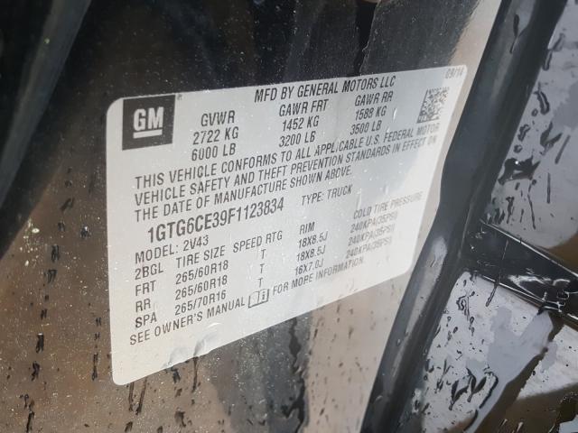 2015 GMC CANYON SLT 1GTG6CE39F1123834