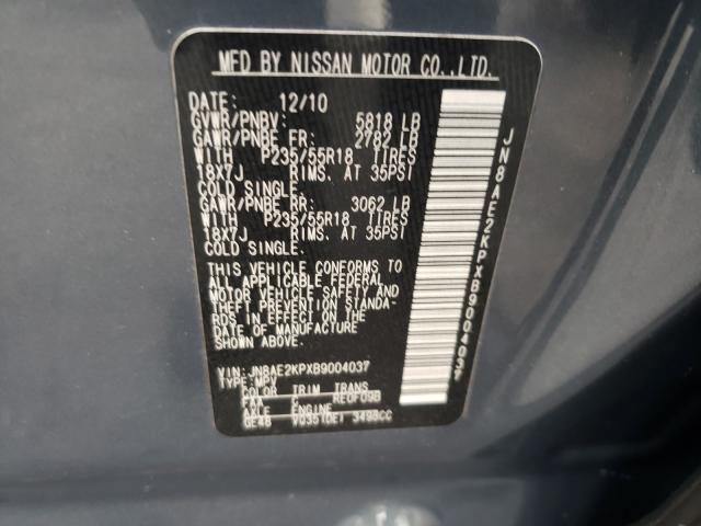 2011 NISSAN QUEST S JN8AE2KPXB9004037