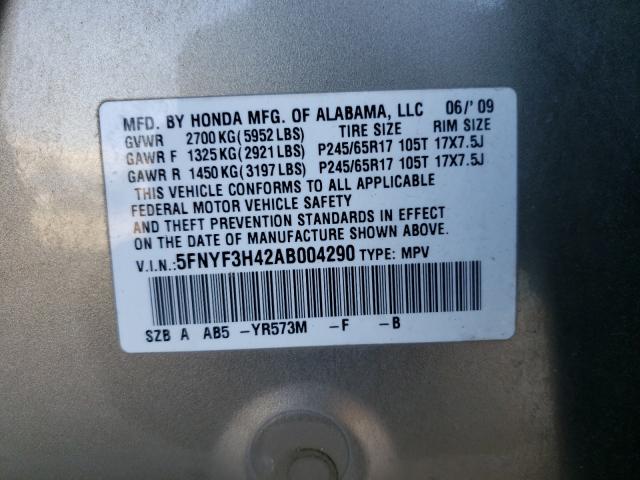 2010 HONDA PILOT - 5FNYF3H42AB004290