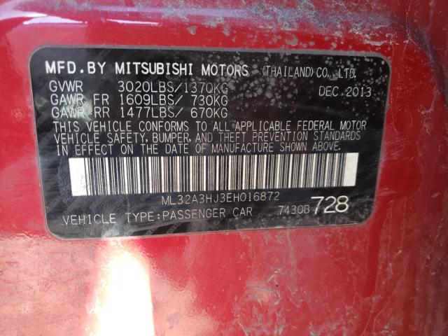 2014 MITSUBISHI MIRAGE DE ML32A3HJ3EH016872