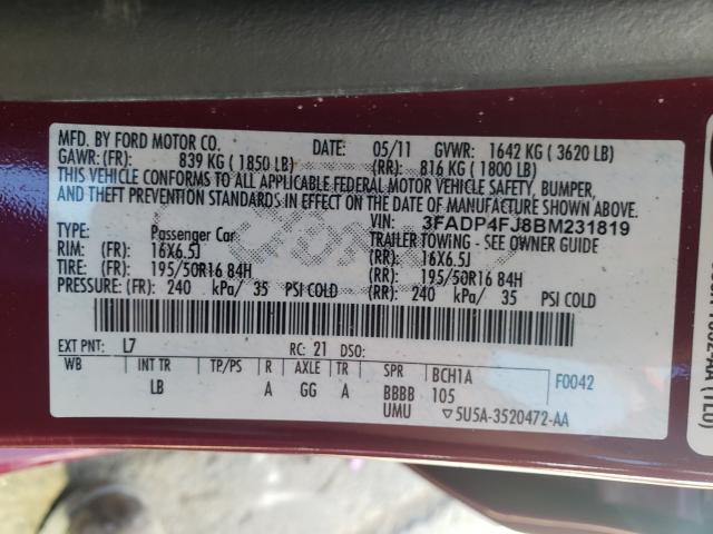 2011 FORD FIESTA SES 3FADP4FJ8BM231819