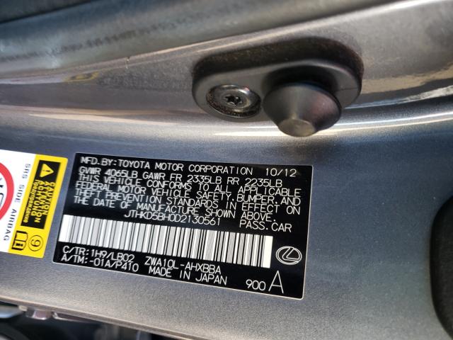 2013 LEXUS CT 200 JTHKD5BH0D2130561