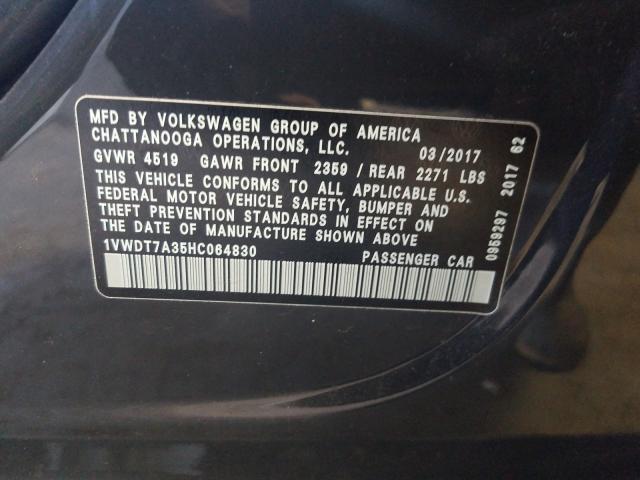 2017 VOLKSWAGEN PASSAT R-L 1VWDT7A35HC064830