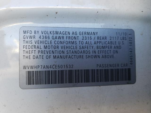 2012 VOLKSWAGEN CC LUXURY WVWHP7AN4CE501532