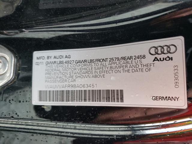 2011 AUDI S5 PRESTIG WAUVVAFR9BA063451