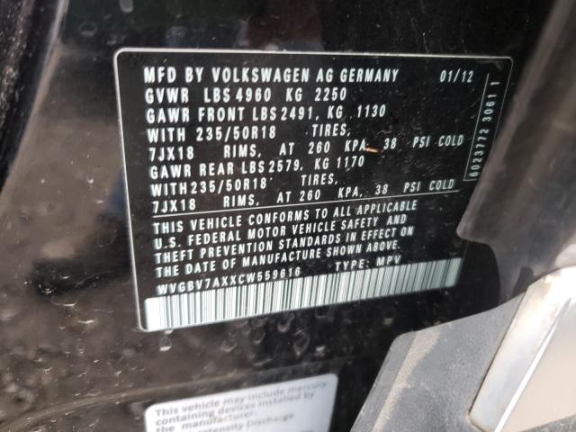 2012 VOLKSWAGEN TIGUAN S WVGBV7AXXCW559616