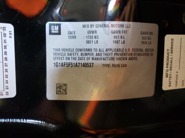 2010 CHEVROLET COBALT 2LT 1G1AF5F51A7149537