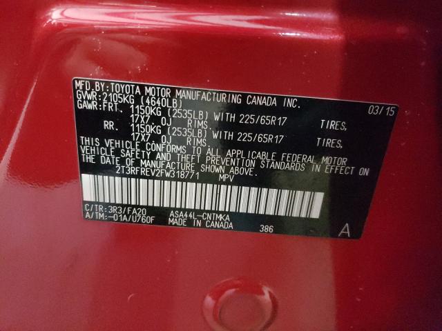 2015 TOYOTA RAV4 XLE 2T3RFREV2FW318771