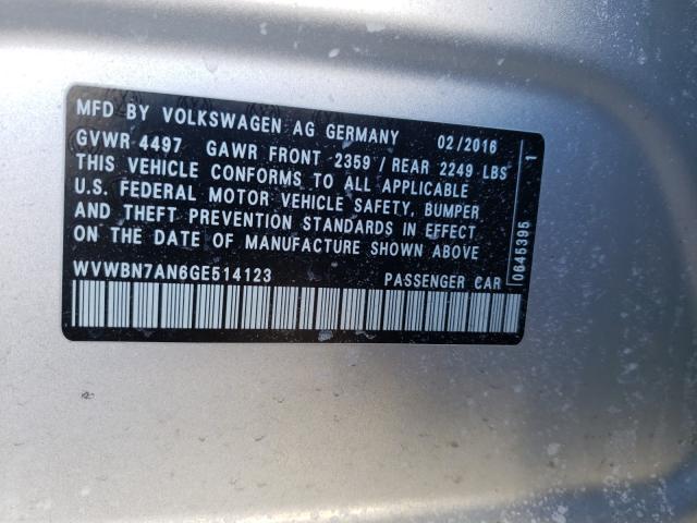 2016 VOLKSWAGEN CC BASE WVWBN7AN6GE514123