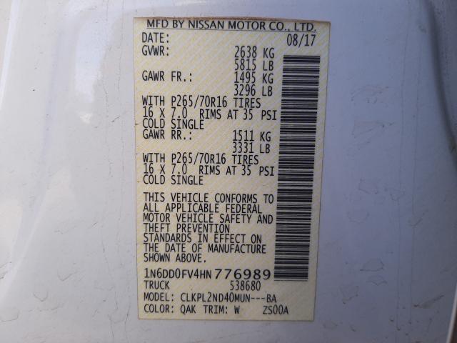 2017 NISSAN FRNTIER SE 1N6DD0FV4HN776989