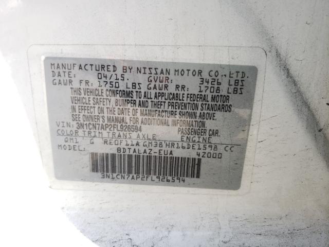 2015 NISSAN VERSA S 3N1CN7AP2FL926594
