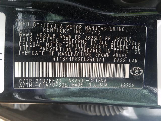 2014 TOYOTA CAMRY L 4T1BF1FK2EU340171