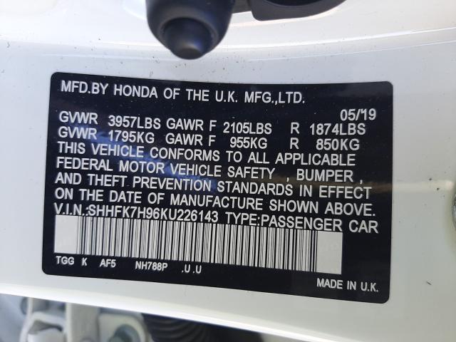 2019 HONDA CIVIC SPOR SHHFK7H96KU226143