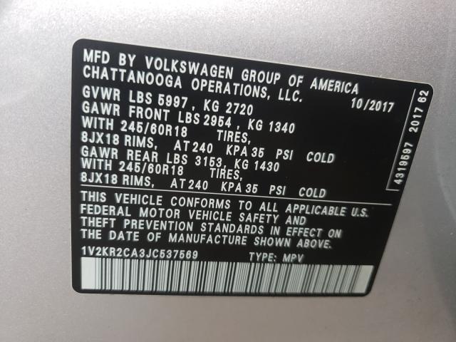 2018 VOLKSWAGEN ATLAS SE 1V2KR2CA3JC537569