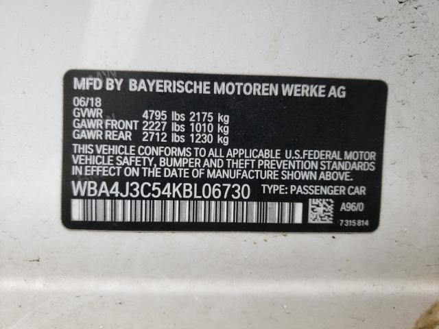 2019 BMW 430XI GRAN WBA4J3C54KBL06730