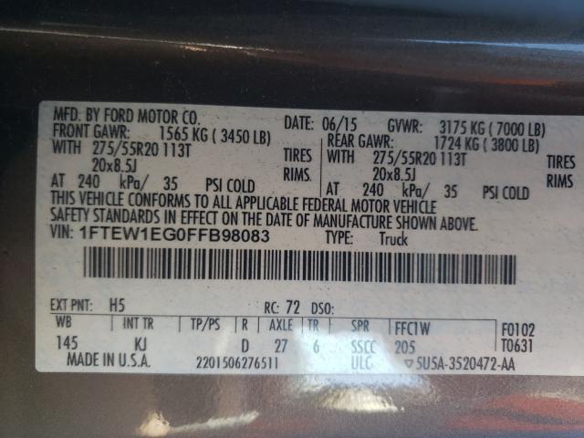 2015 FORD F150 SUPER - 1FTEW1EG0FFB98083