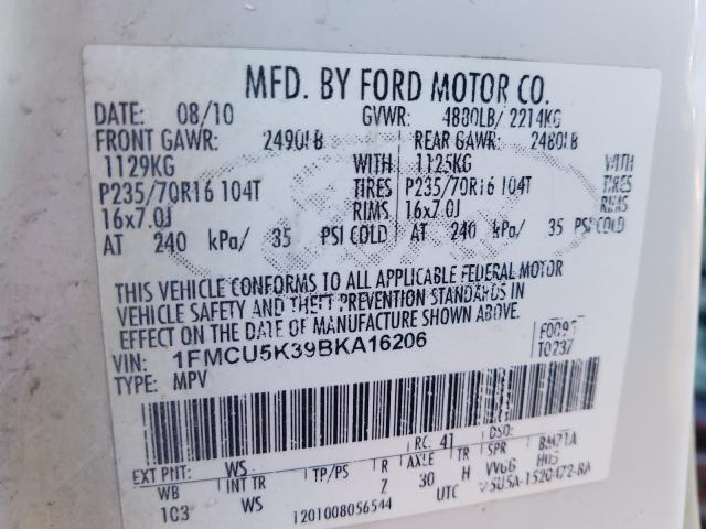 2011 FORD ESCAPE HYB 1FMCU5K39BKA16206