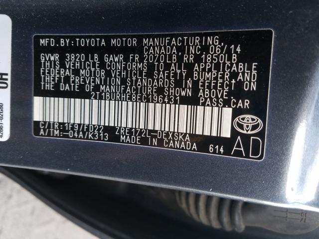 2014 TOYOTA COROLLA L 2T1BURHE8EC196431
