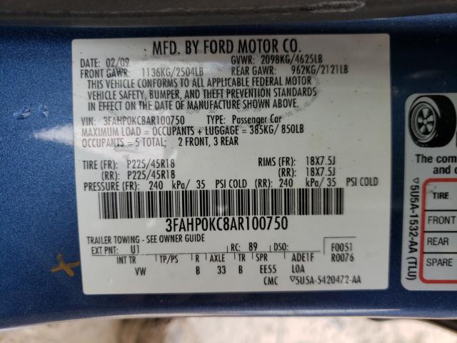 2010 FORD FUSION SPO 3FAHP0KC8AR100750