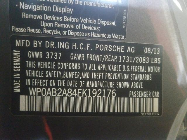 2014 PORSCHE CAYMAN S WP0AB2A84EK192176
