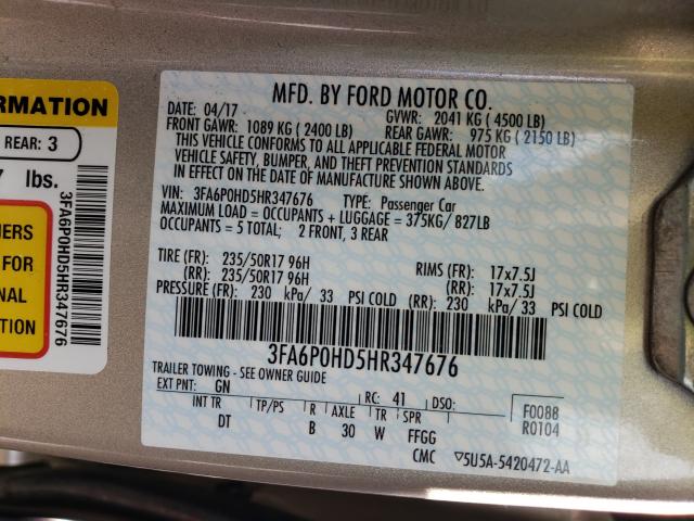 2017 FORD FUSION SE 3FA6P0HD5HR347676