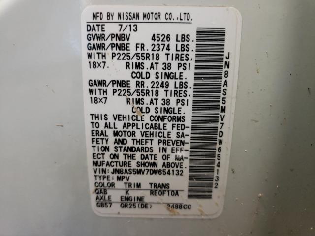 2013 NISSAN ROGUE SL JN8AS5MV7DW654132